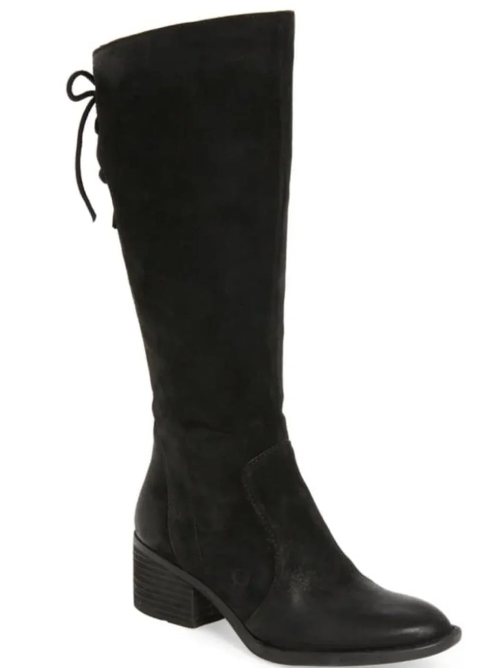 Born Black Felicia Distressed Knee High Suede Boot Side Zipper and Back 8